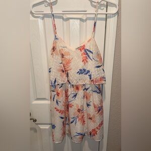 Charlotte Russe White Dress with Pink and Blue Floral Accents